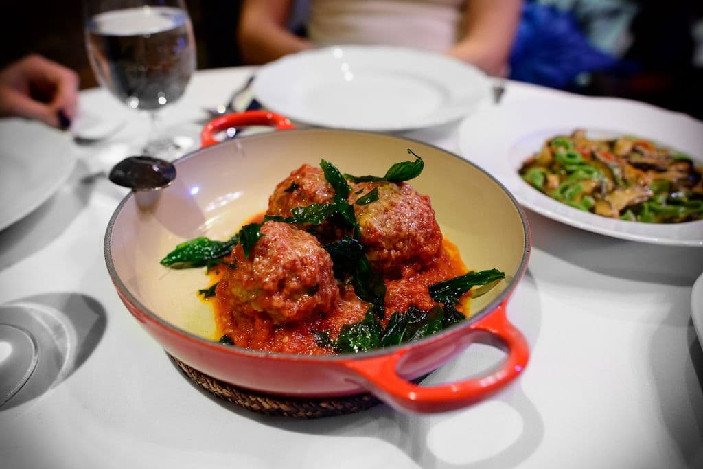Mario's meatballs plated